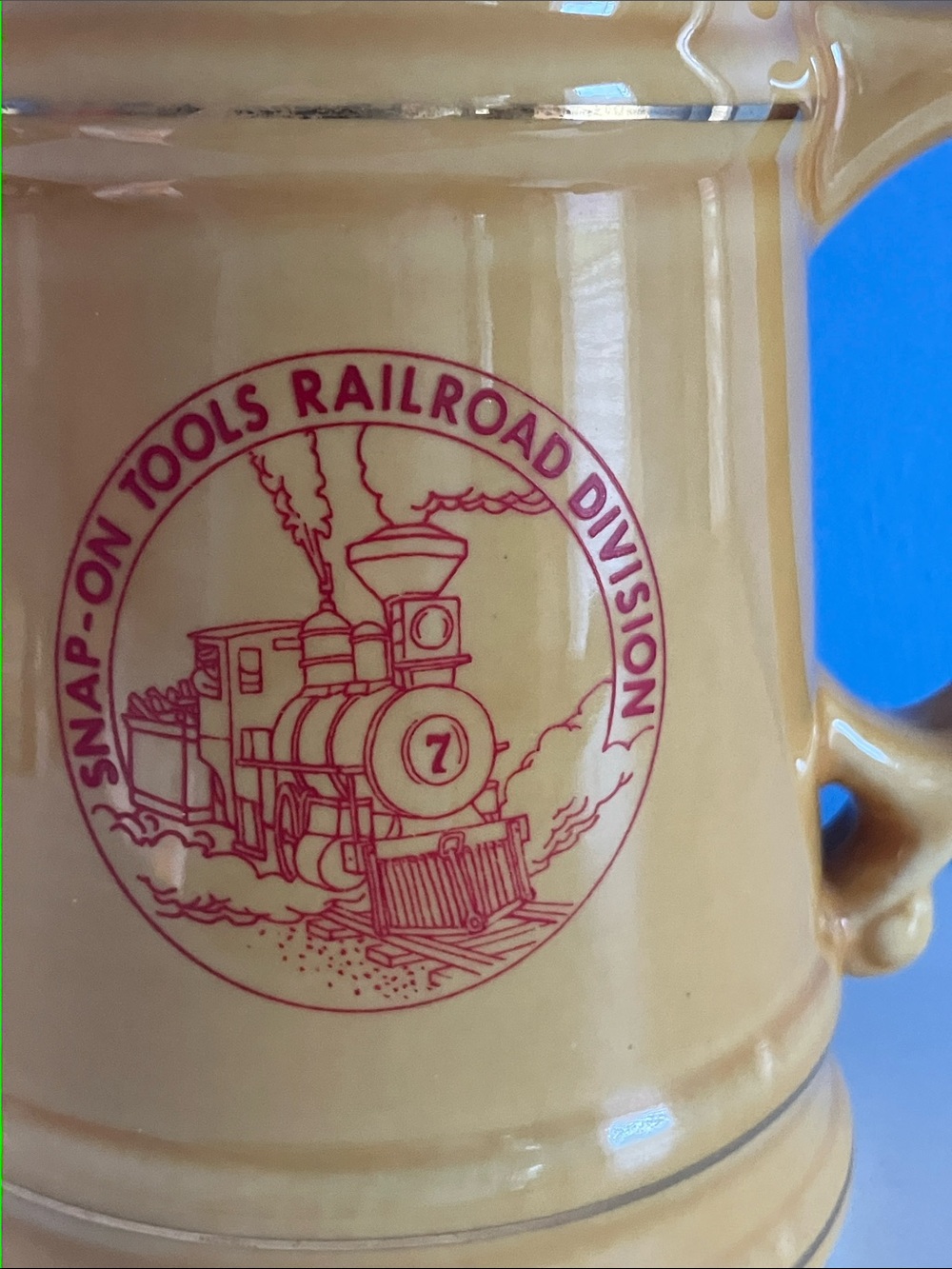 Vintage Snap-On Tools Railroad Division Lindor Anson Yellow Ceramic Mug - Picture 2 of 6